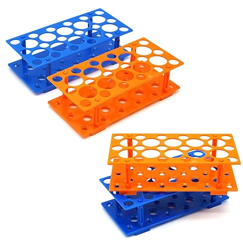 HHNIULI Estante para tubos de ensayo, 4 piezas de soporte de tubo centrífugo de 28 pocillos, soporte de plástico desmontable para 0.3 fl oz, 0.5 fl