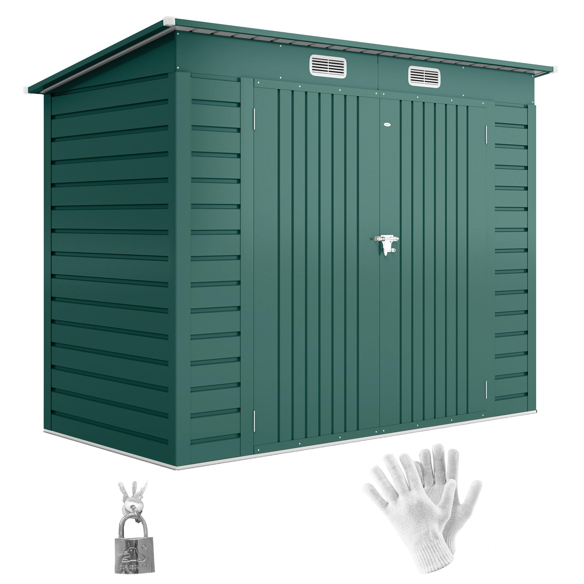 Outsunny Green 8 X 4Ft Metal Garden Storage Shed With Double Doors,