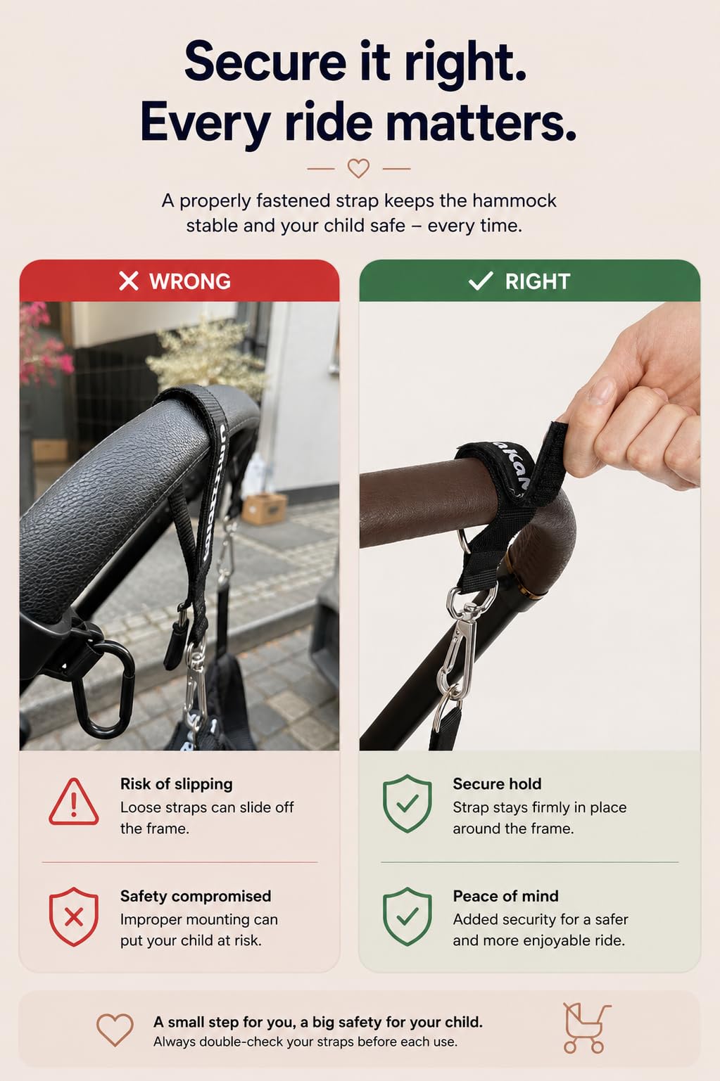 Hängematte für Kinderwagen - eine Alternative zum Buggy Board mit Sitz - universal zubehör für fast jeden Kinderwagen - Viel Platz für Stufen beim Gehen - Kinderwagenbrett Alternative