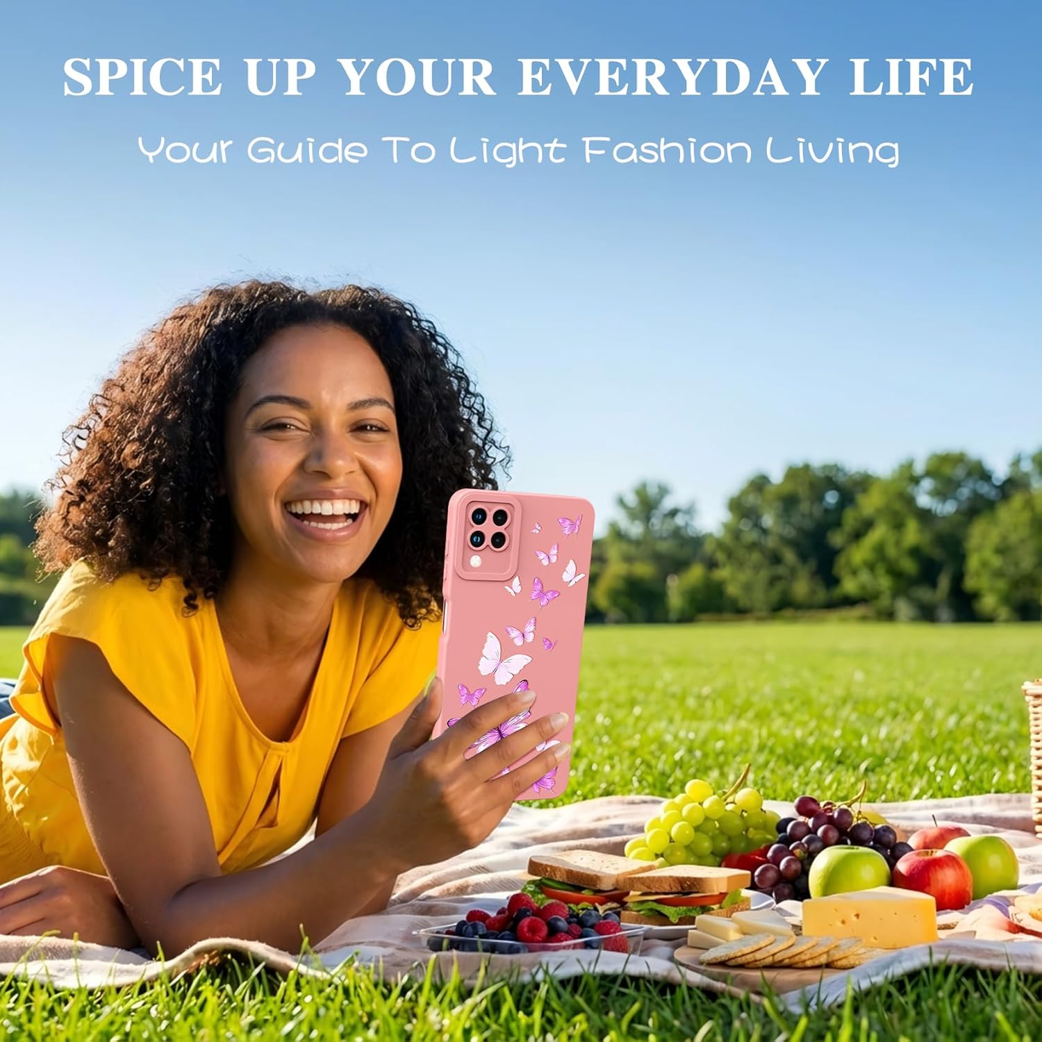 for Samsung Galaxy A12 Phone Case, Fashion Flower Pattern Design Girls Women Liquid Silicone Cover, Slim Shockproof and Scratch-Resistant Soft Case for Samsung A12 - Butterfly Pink - Image 3