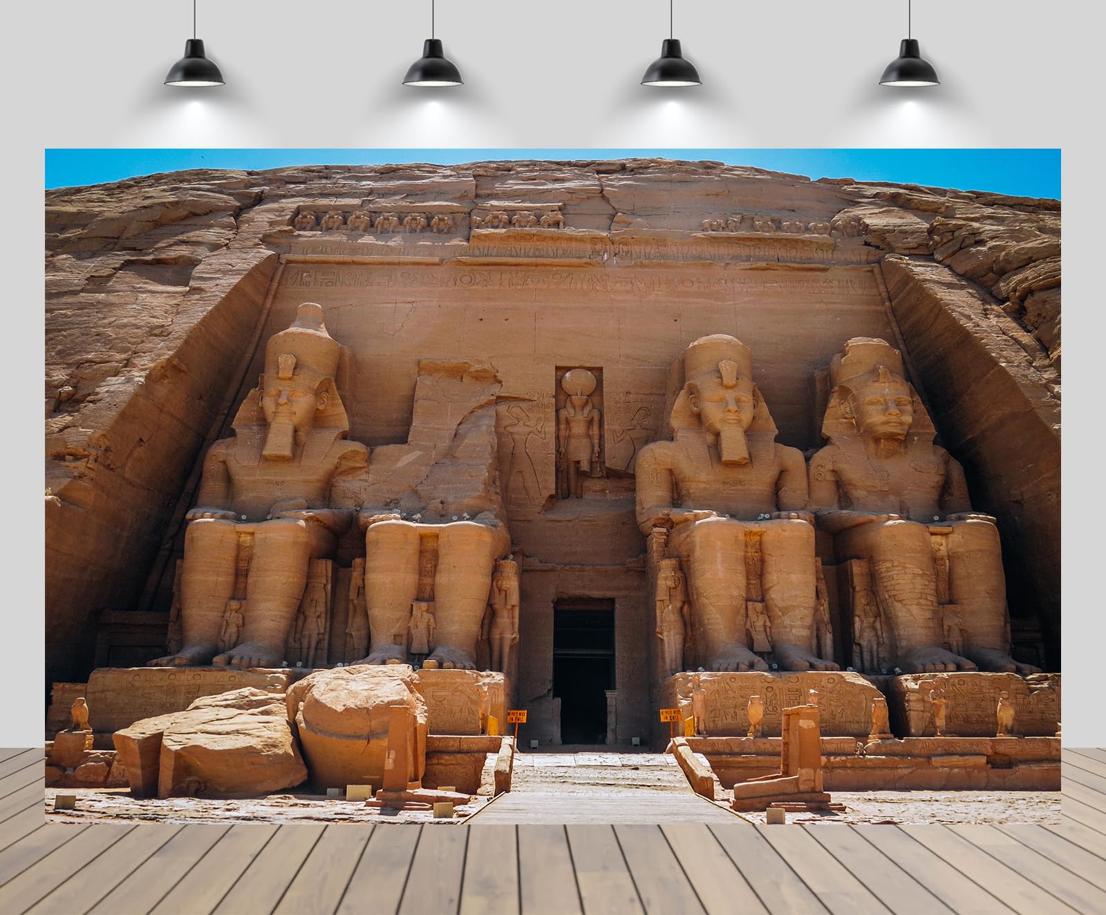chnywork 7x5ft Egypt Backdrop Ancient Egyptian Facade of The Abu Simbel Temple in Aswan Egyptian Photography Background for Egypt Party Decorations