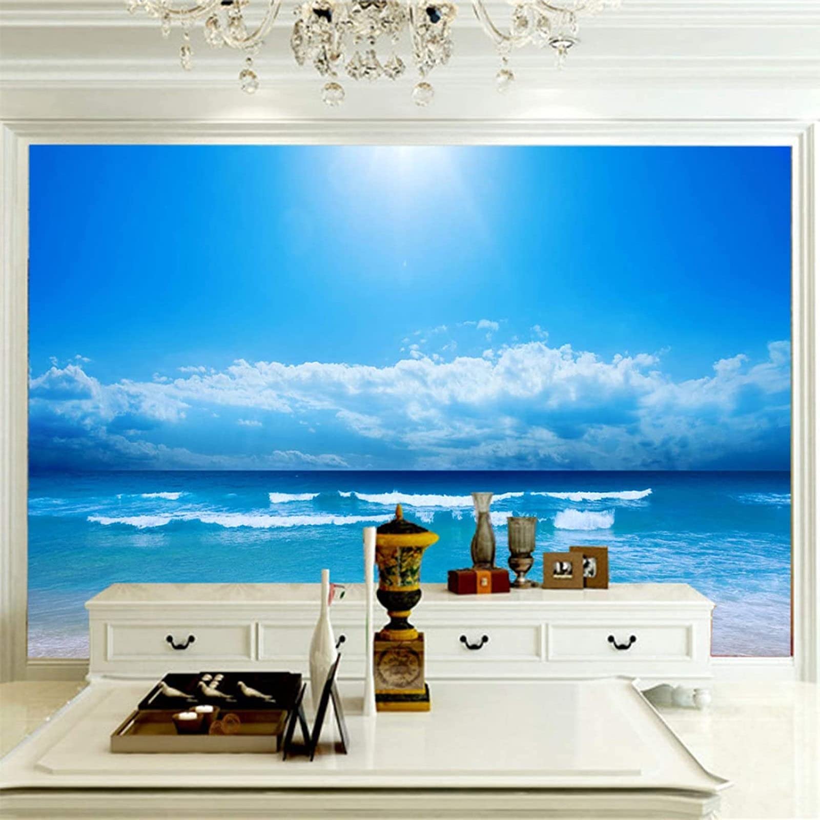 Carta Da Parati 3D Mare Cielo Blu Mare Livello Carta Da Parati Camera Letto Moderna Fotomurali 3D Gigante Murale Decorazione