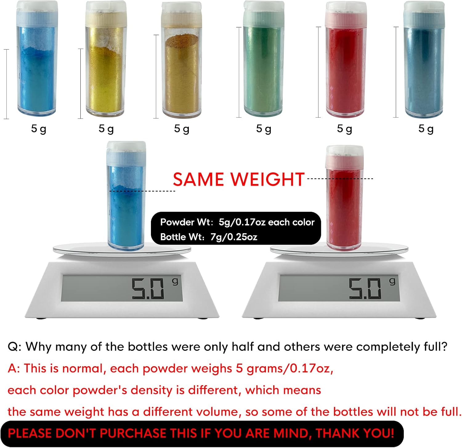 Mica Powder 21 Colors Shake & Pour Jars, Cosmetic Grade Pigment Powder, Epoxy Resin Pigments Neon Mica Powder for Soap Making, Lip Gloss, Nails, Candle Making, Slime, DIY Crafts Supplies, Dye 5g/Each : Arts, Crafts & Sewing