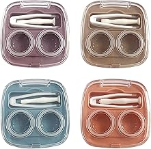 4PCS Flip Contact Lens Case Cute, Contact Lenses Case with Tweezers Remover Tool, Outdoor Mini Contact Lens Soak Storage Container Kit for Travel & Home