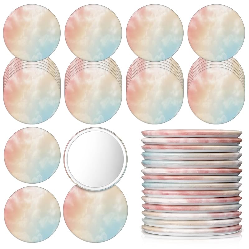 Teenyyou Espelhos compactos redondos pastel, 7 cm, Pacote com 30