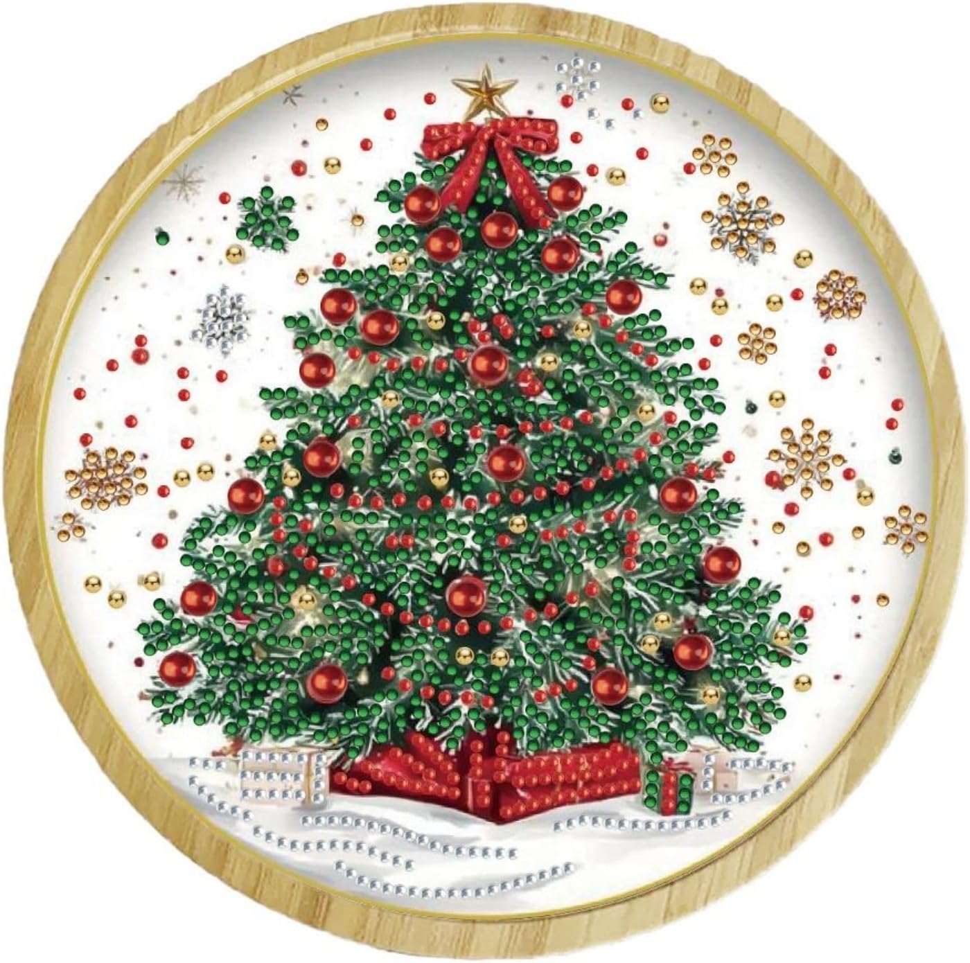 DoxQcs DIY Diamond Round Tray Diamond Art Painting Bamboo Table Decoration Tray, for Breakfast Bar Dinner Table for Beginner-Hummingbird