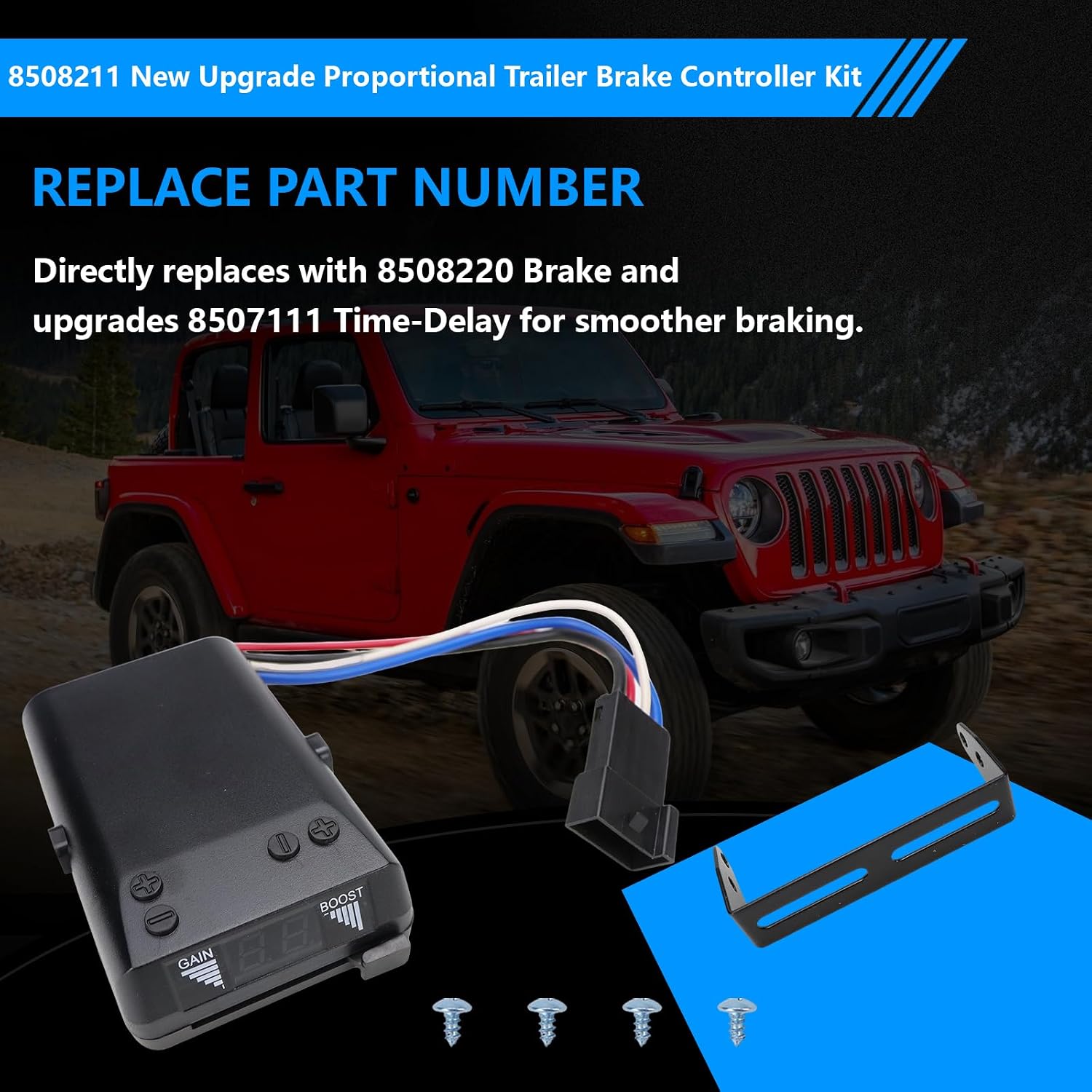 8508211 New Upgrade Proportional Trailer Brake Controller Kit, Digital Electric Brake Control for 1-4 Axle Trailers,Brakeman IV Digital Brake Control Fits Ford/GM/Chevy/Dodge/RAM/Toyota/Jeep
