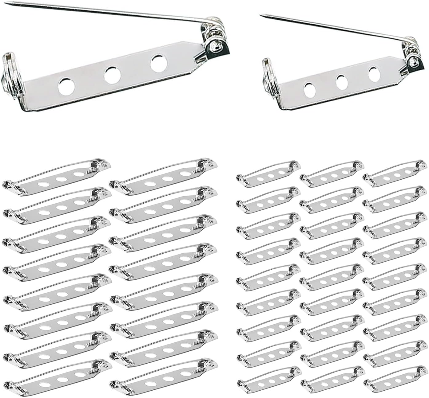 Bar Pin Back 160pcs Brooch Pin Back Clasp Pinbacking Brooch Pinback for Crafts Badge Name Tag DIY Jewelry Making and Craft (Mix Size, 160 Pcs, Silver Color)
