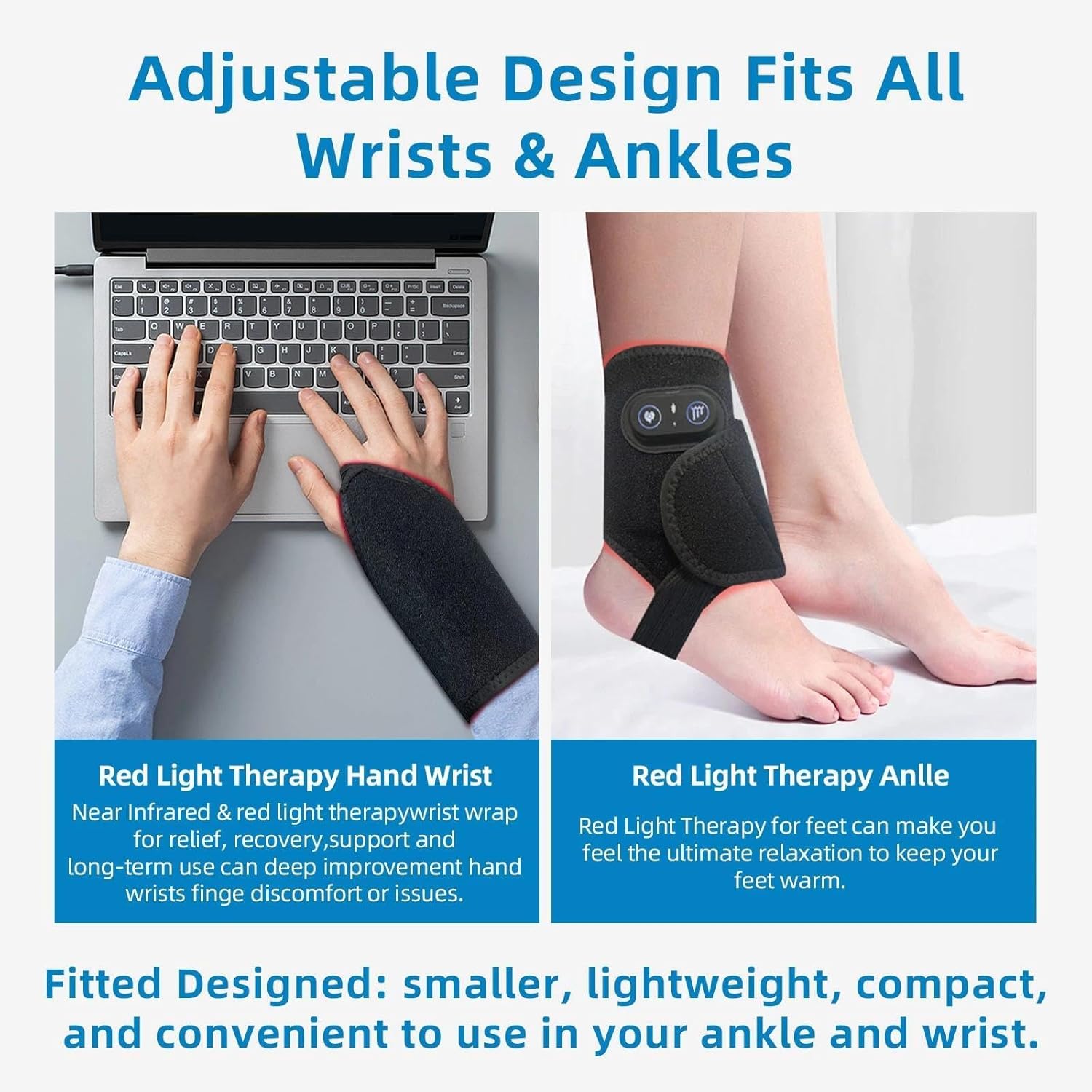 Red Light Therapy Pad for Hand & Wrist Pain Relief, 660nm & 850nm Magnetic Portable Infrared Therapy Device, Adjustable Cordless Strap, Rechargeable, Muscle & Joint Recovery Support (Black)