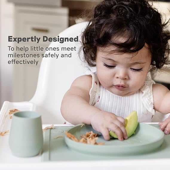 ezpz Tiny Spoon + Tiny Plate - baby essentials spoon and plate