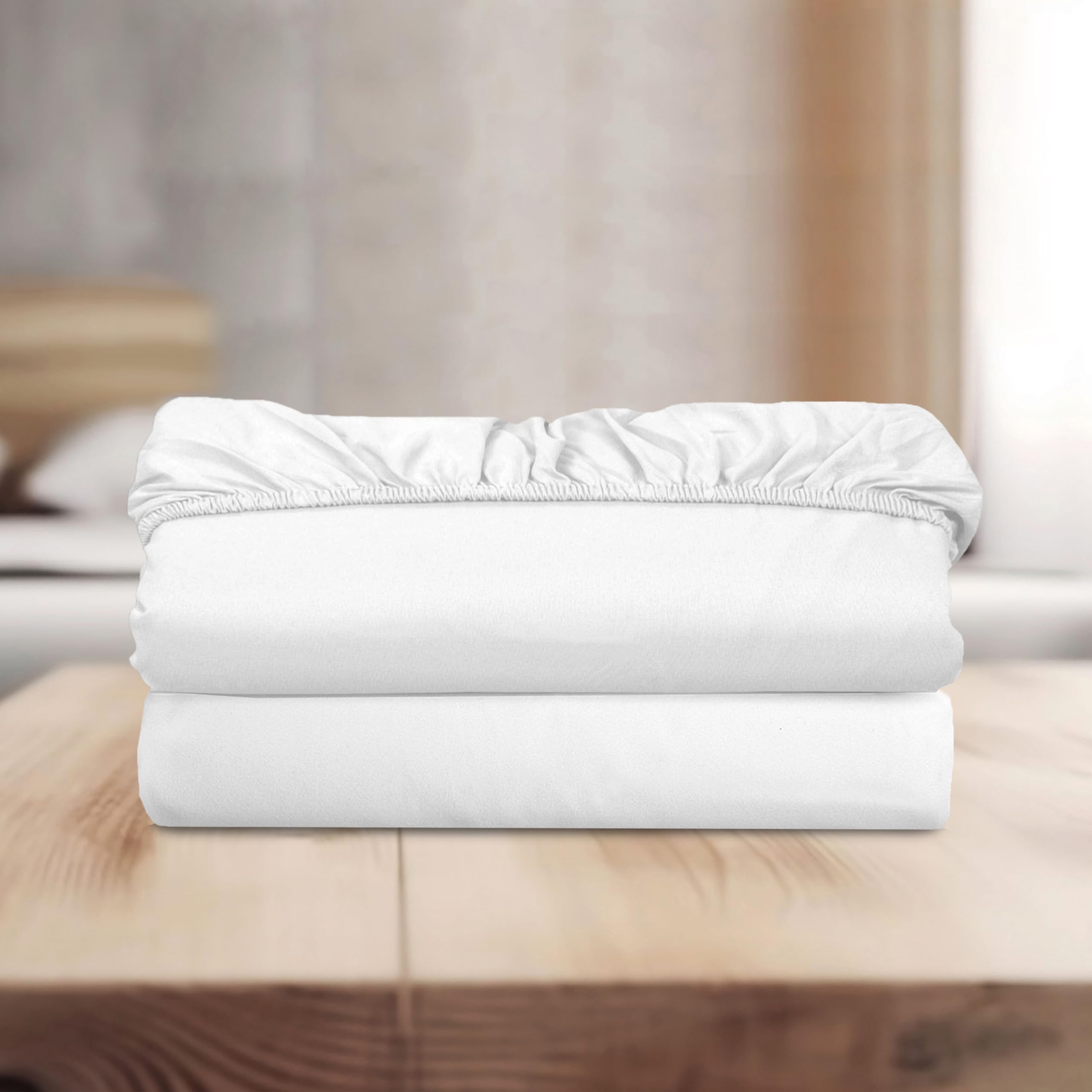 Lussuoso lenzuolo con angoli in microfibra di raso bianco con tasca profonda per materassi profondi 30 cm US Full 137,2 x 190,5 cm + 30,5 cm