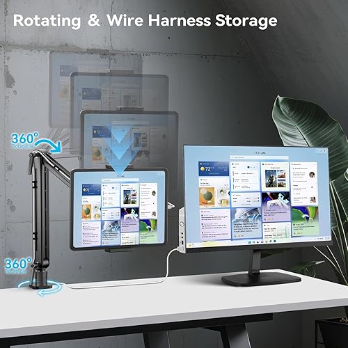 Miniatura 5 de Soporte de montaje para tabletmonitor portátilereader  Fuerte peso de carga de más de 5.5 libras con llave de ajuste integrada con base giratoria de