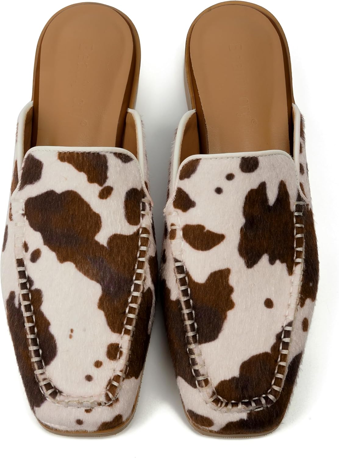 Beauty Cry Women's Square-Toe Mules Low-Heel Flats
