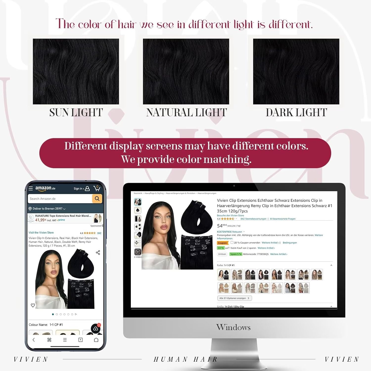 Vivien Clip in Invisible Hair Extensions Black Double Weft Remy Clip in Extensions Real Human Hair Jet Black Seamless 22 Inch 120g 7pcs
