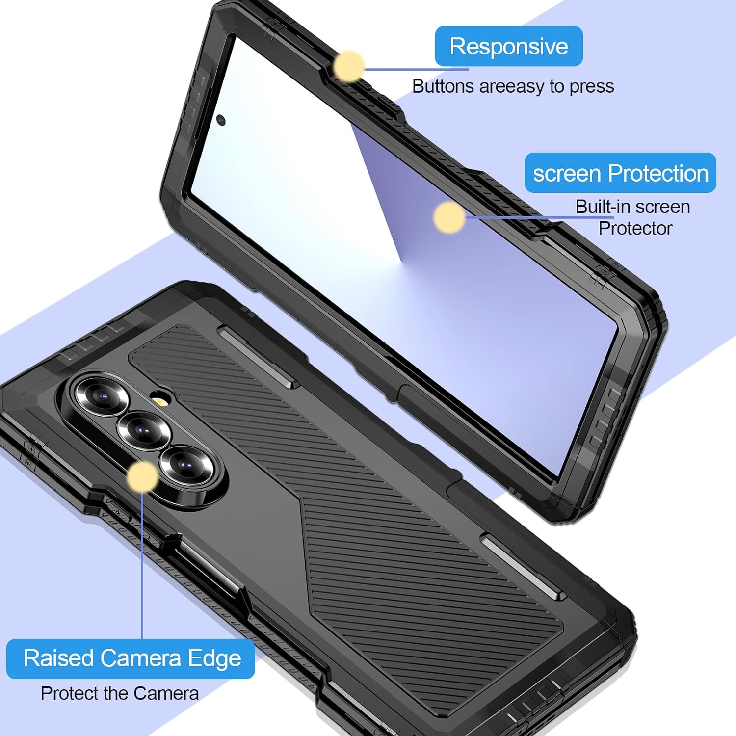 Compatible with Samsung Galaxy Z Fold 7 Metal Case, Military Rugged Heavy Duty Shockproof Case Stand Tough Coverwith S Pen Holder Screen Protection (Black)