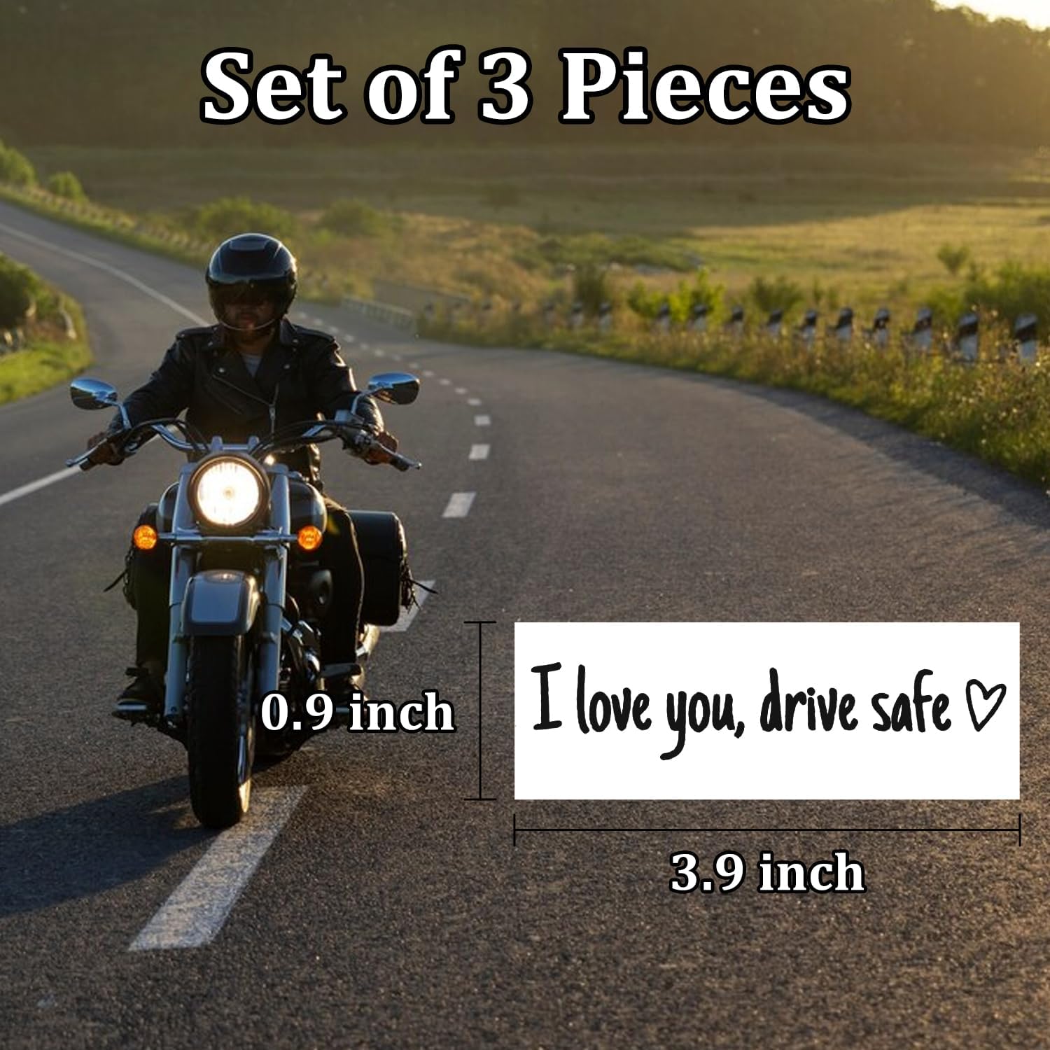 I Love You Drive Safe Mirror Stickers, 3 Pack Cute Car Stickers for Women, Vinyl Car Decal for Rearview Mirror Window Windshield, Funny Car Accessories Valentines Day Gifts for Her, Him (Black) - Image 3