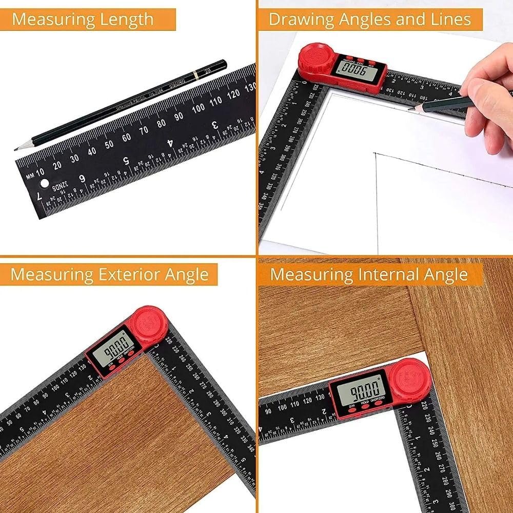 Electronic Goniometer Protractor Inclinometer Portable Inch Metric Scale Angle Finder Multifunctional 2-in-1 Digital Angle Meter Measuring Tool