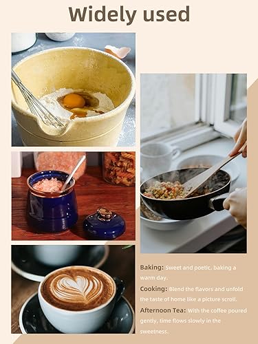 Miniatura 5 de HAOTOP Azucarero de 12 onzas con tapa y cuchara, recipiente de cerámica simple para azúcar, dispensador de azúcar, accesorios de barra de café,