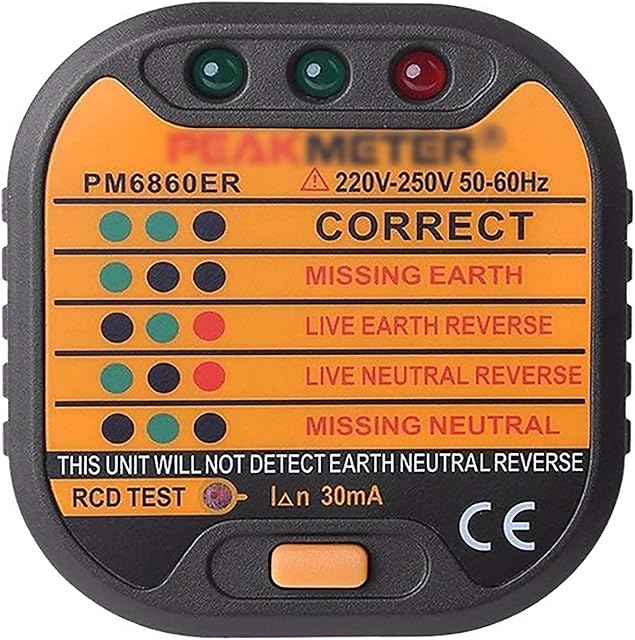 Automatic Electric Socket Tester Outlet Tester Polarity Check Meter Neutral Live Earth Wire Testing with UK Plug