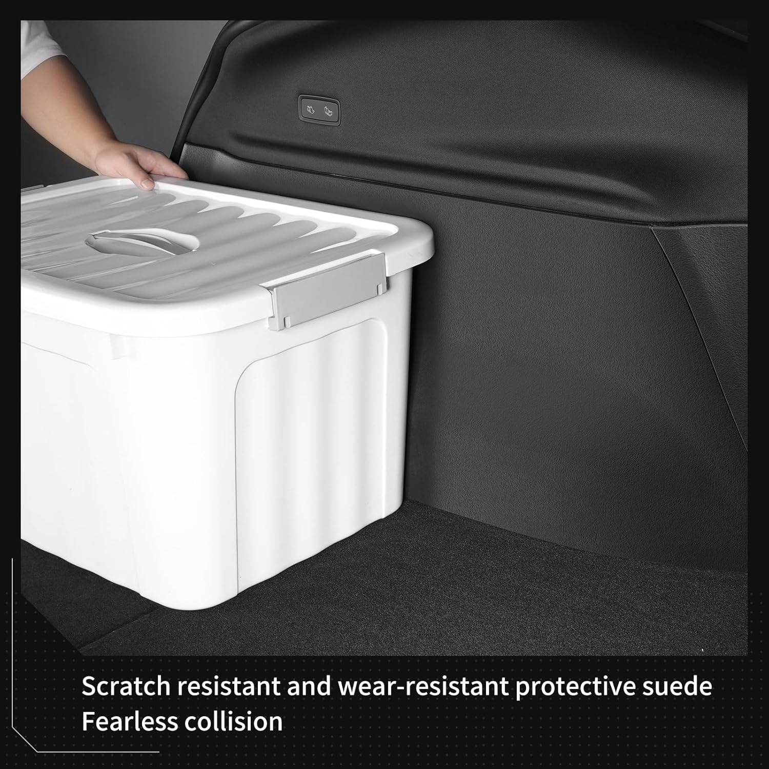 LUCKEASY Rear Trunk Side Full Protective Cover for Tesla Model Y Juniper 2026 2025 5 Seat Standard & Premium & Performance TPE Rear Trunk Left & Right Side Wrap Guards Cover Velcro Accessories Black