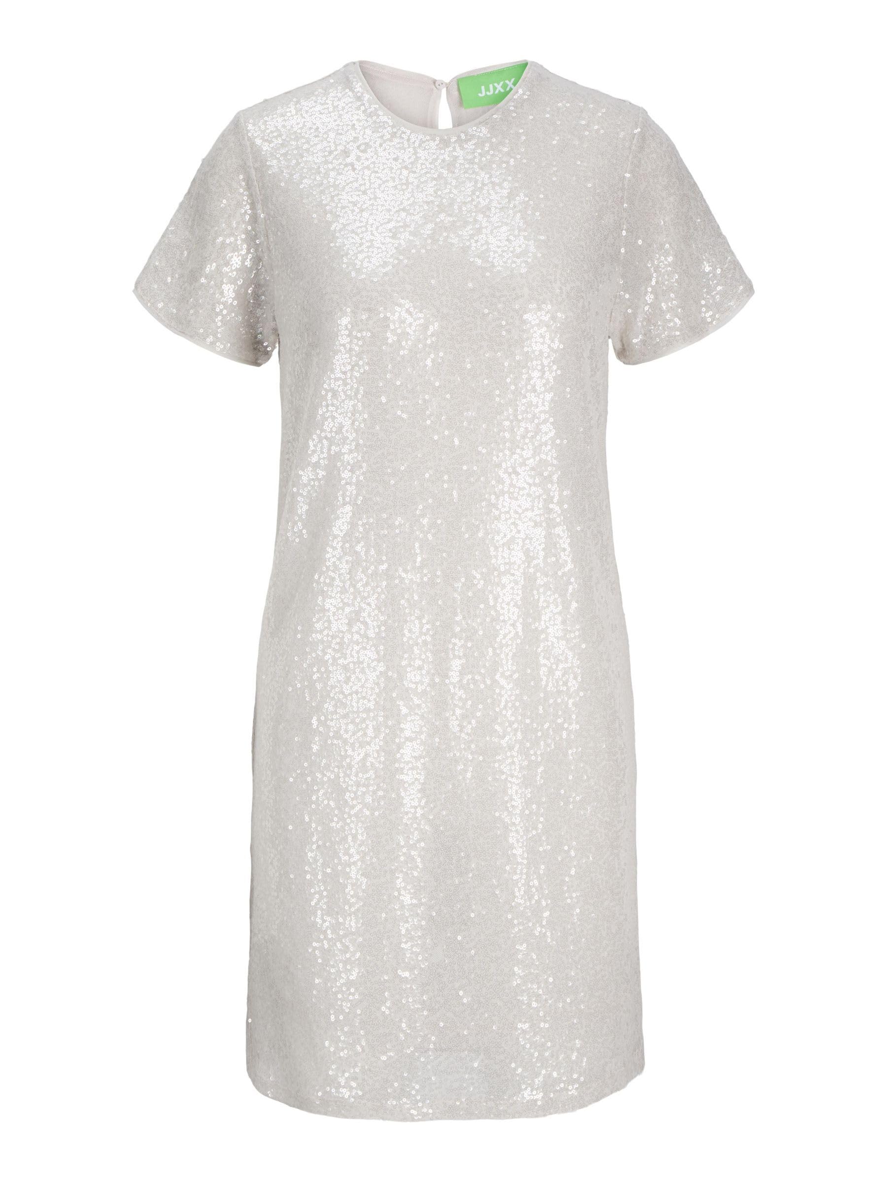Jjxx Women's Silver Jxmia Ss Sequin Tee Dress Wvn Dress, M