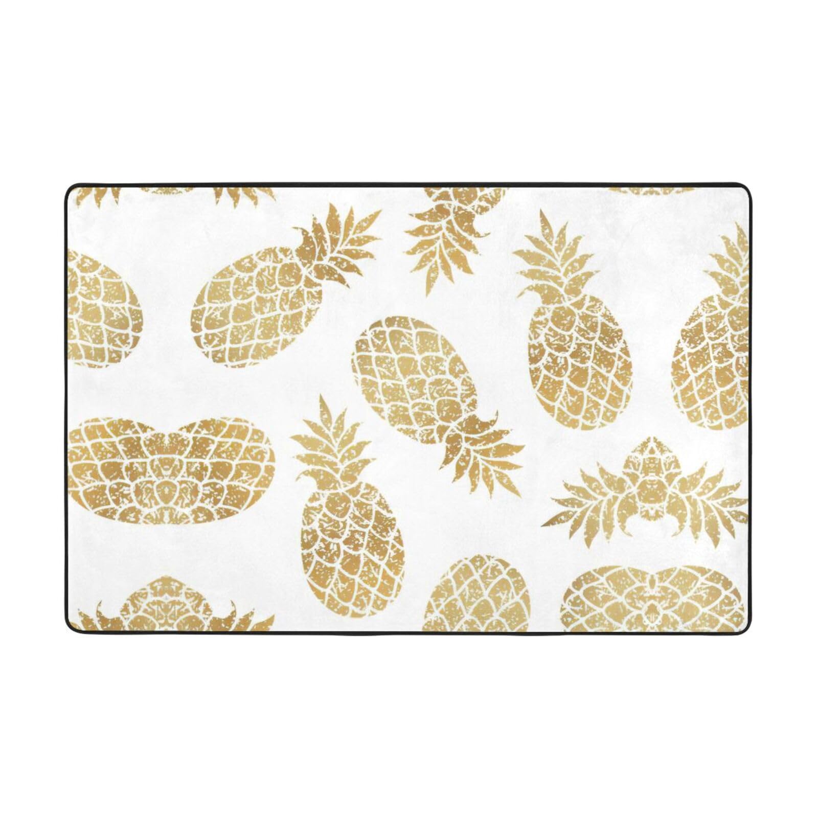 Tapis d'intérieur doux EdWal au motif ananas doré pour embellir votre chambre