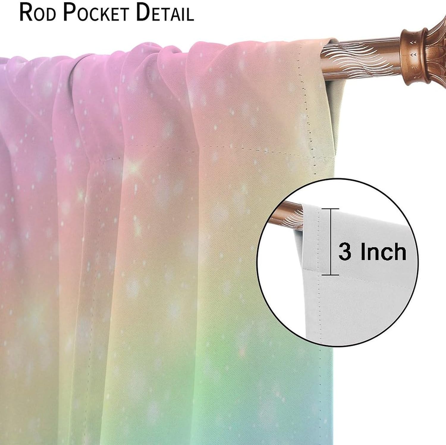 Rainbow Blackout Curtains，Colorful Pink Ombre Spots Dots Girls Princess Art Pattern Drapes Window 2 Panel Rod Pocket Curtain for Girls Boys Bedroom Living Room Decor 42" W X 45" L