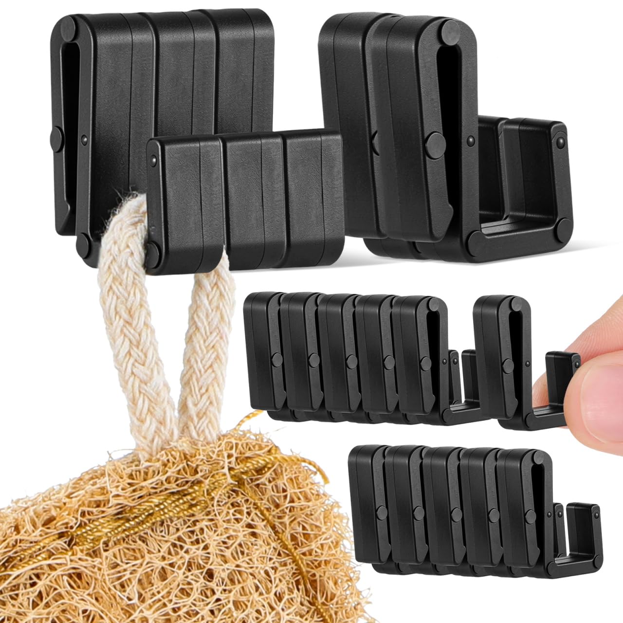 PRETYZOOM 20 Pezzi Ganci a S in Plastica Nera Ad Alta Resistenza - Design Senza Chiodi Ideale Per Cucina Bagno E Guardaroba
