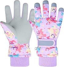 YAPJEB Kids' Ski Gloves, Fleece, Boys, Girls, Snow Gloves, Winter, Windproof, Cold Protection, Warm, Anti-Slip, Children's Ski Gloves, Snowboarding, Playing in the Snow, School, Outdoor Activities
