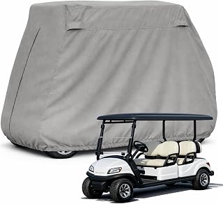Formosa Covers Deluxe Golf Cart Cover 4 Passenger Extended Roof Premium Golf Cart Accessories All Weather fits 80" Roof 112" L Body EZGO, Club Car, Evolution, Yamaha G, GEM e2 - Grey