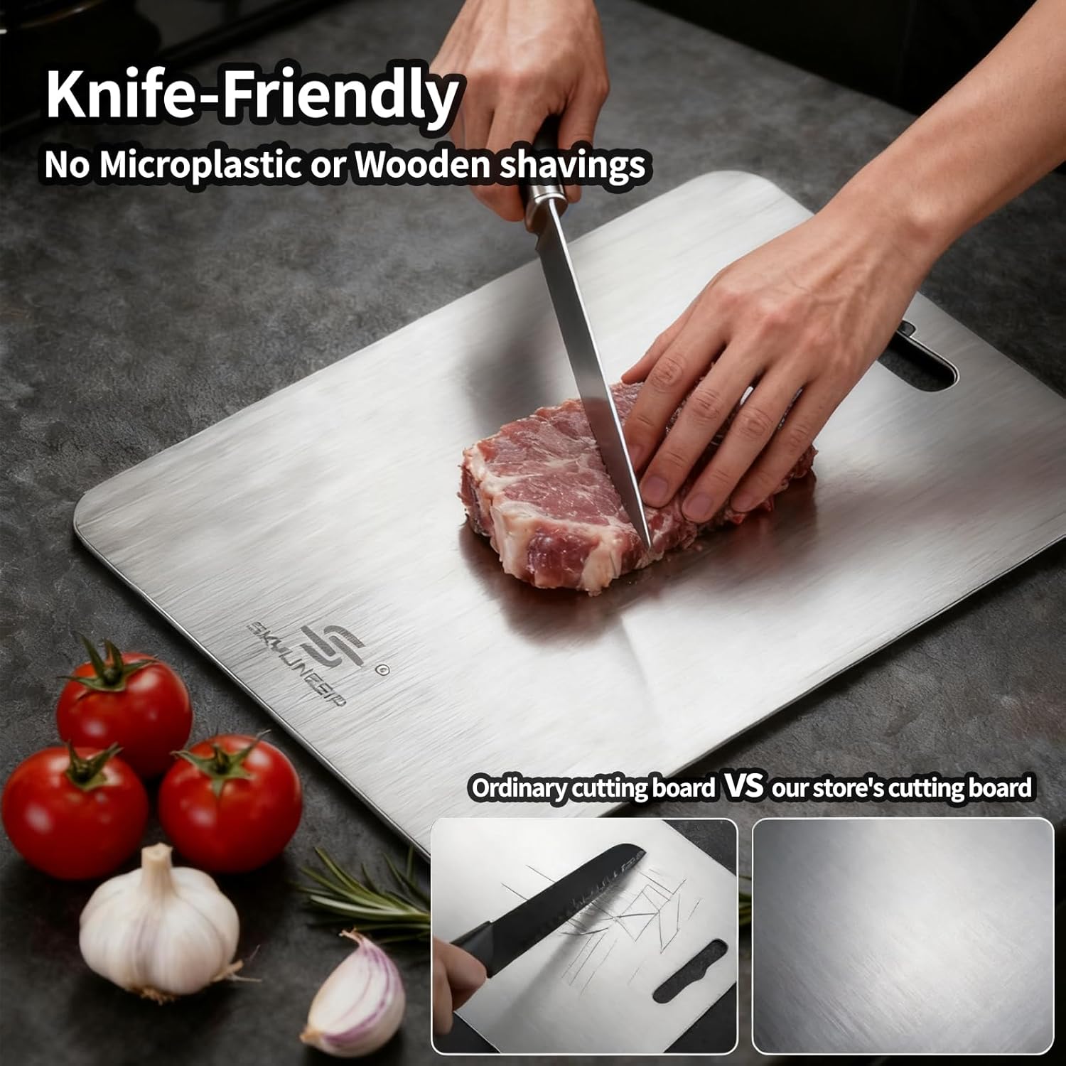 Titanium Cutting Board,100% Pure Titanium Cutting Boards for Kitchen, 2026 New Double Sided Food-Grade Chopping Board for Cutting Meat Vegetable Fruit (15"L x 11"W)