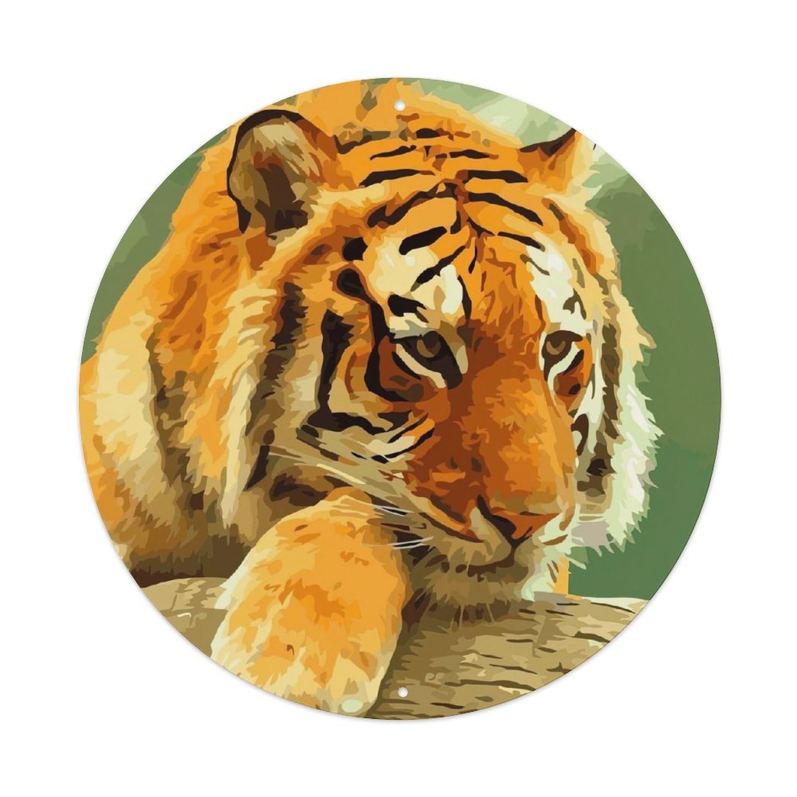 Animal Artwork Sumatran Tiger Vintage Metal Tin Sign Plaque Wall Decor for Cafe, Club Bar, Office, Garden Metal Poster 8x8Inch