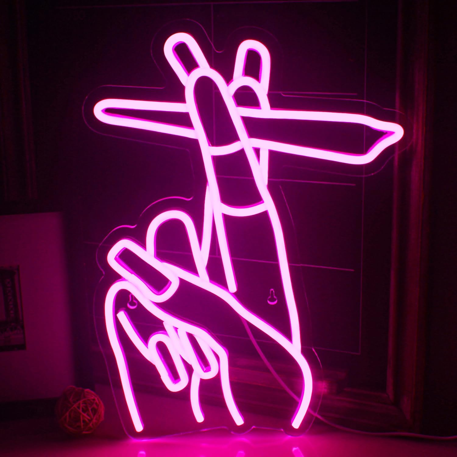 SIGNSHIP Pink Hand Neon Signs Home Art USB Nail Hand Led Neon Lights Sign for Bedroom Office Hotel Pub Cafe Recreation Room Wall Artwork Decor Night Light