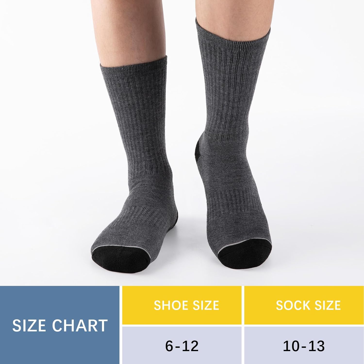 COOVAN 8 Pairs Mens Athletic Crew Socks Moisture Wicking Heavy Duty Cushioned Work Socks with Reinforced Heel and Toe - Image 5