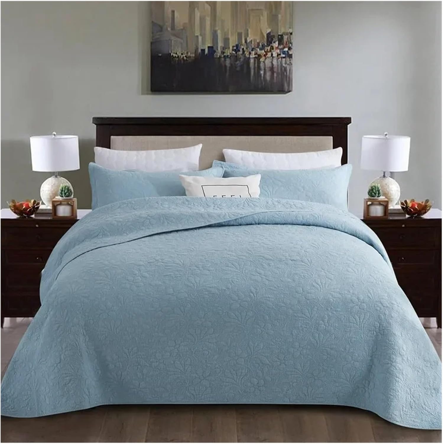 3pcs Cotton Bedspread on The Bed Plaid Luxury Bedding Set Home Linens Sofa Blanket Quilt Euro Bed Cover Double Bedspreads Compatible with Bed,Bed