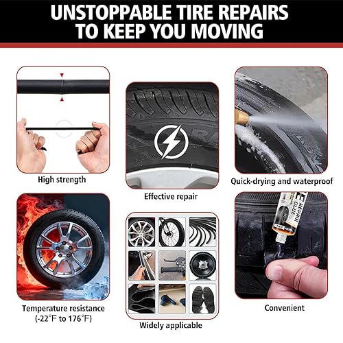 Miniatura 2 de Pegamento de reparación de neumáticos, pegamento de cemento de goma, 2 unidades de secado rápido, kit de uñas de goma para reparación de neumáticos