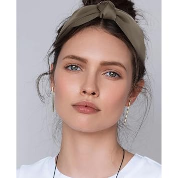 Headband Knotted Wide Headband for Women Top Knot Hair Band Non-slip Head Band Soft Coffee Hair Accessories for Women Girls