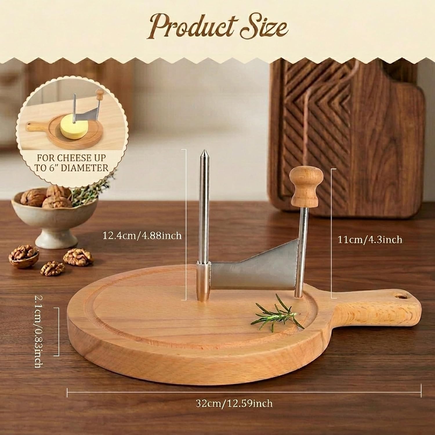 Cheese Curler and Girolle for Tête de Moine, Professional Stainless Steel Cheese Shaver with Durable Wood Base, Manual Cheese Flower Maker for Charcuterie Boards