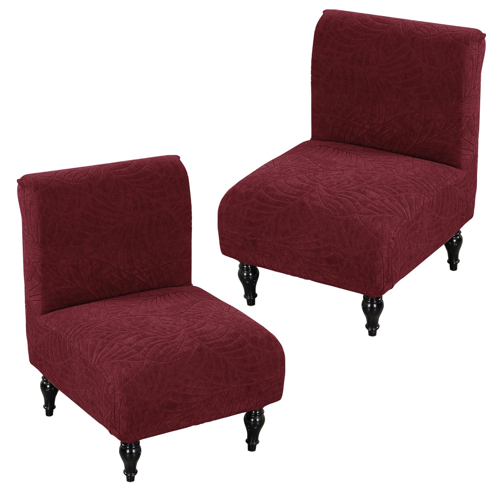 Armless Accent Chair Cover Slipcover for Living Room,Wine Red