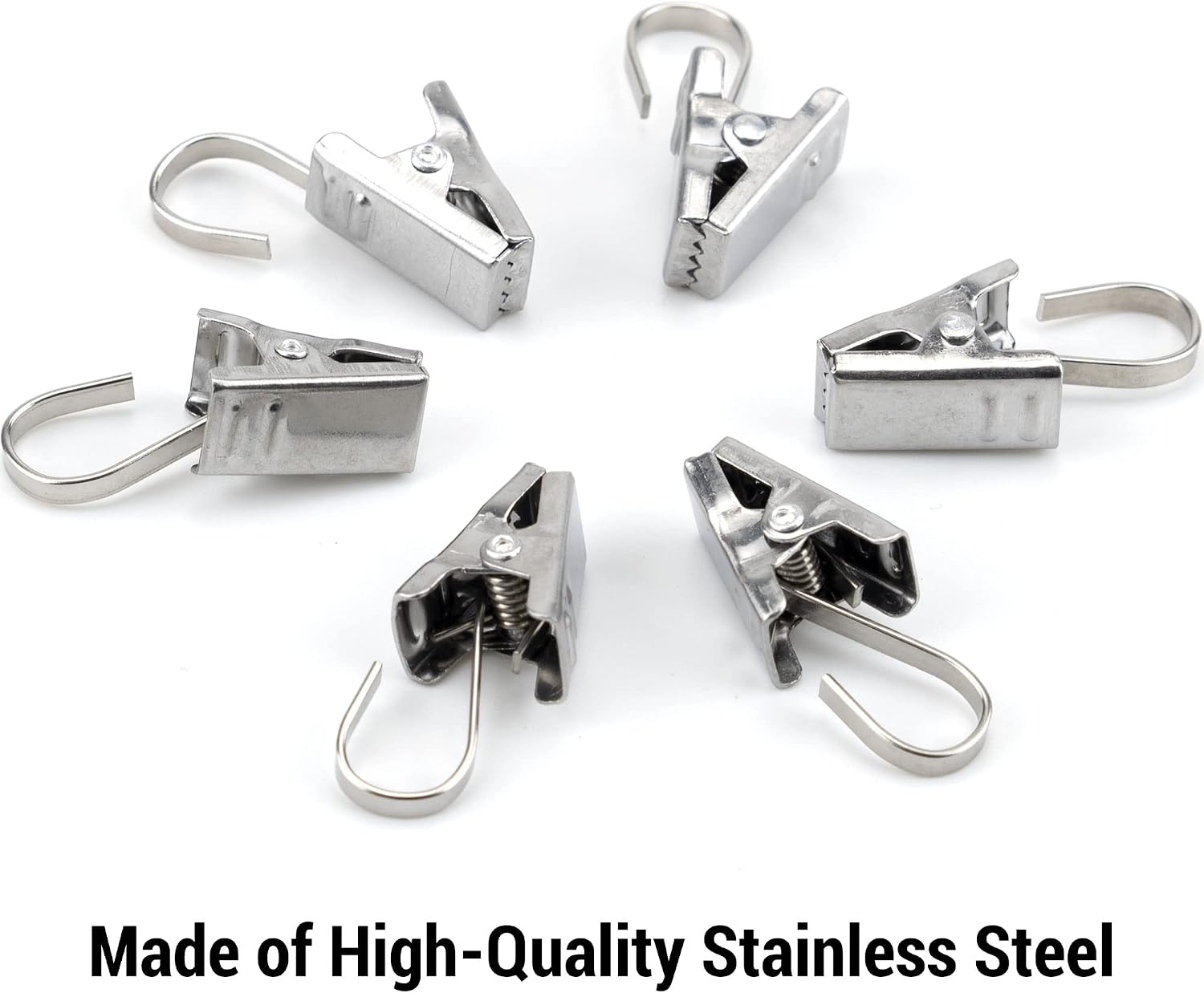 30 Pack Curtain Clips with Hook Stainless Steel Light Clip Hooks Metal Hanger Hooks for Hanging Curtain Photo Camper Awning Light Party Light Wire Home Christmas Decor Indoor Outdoor