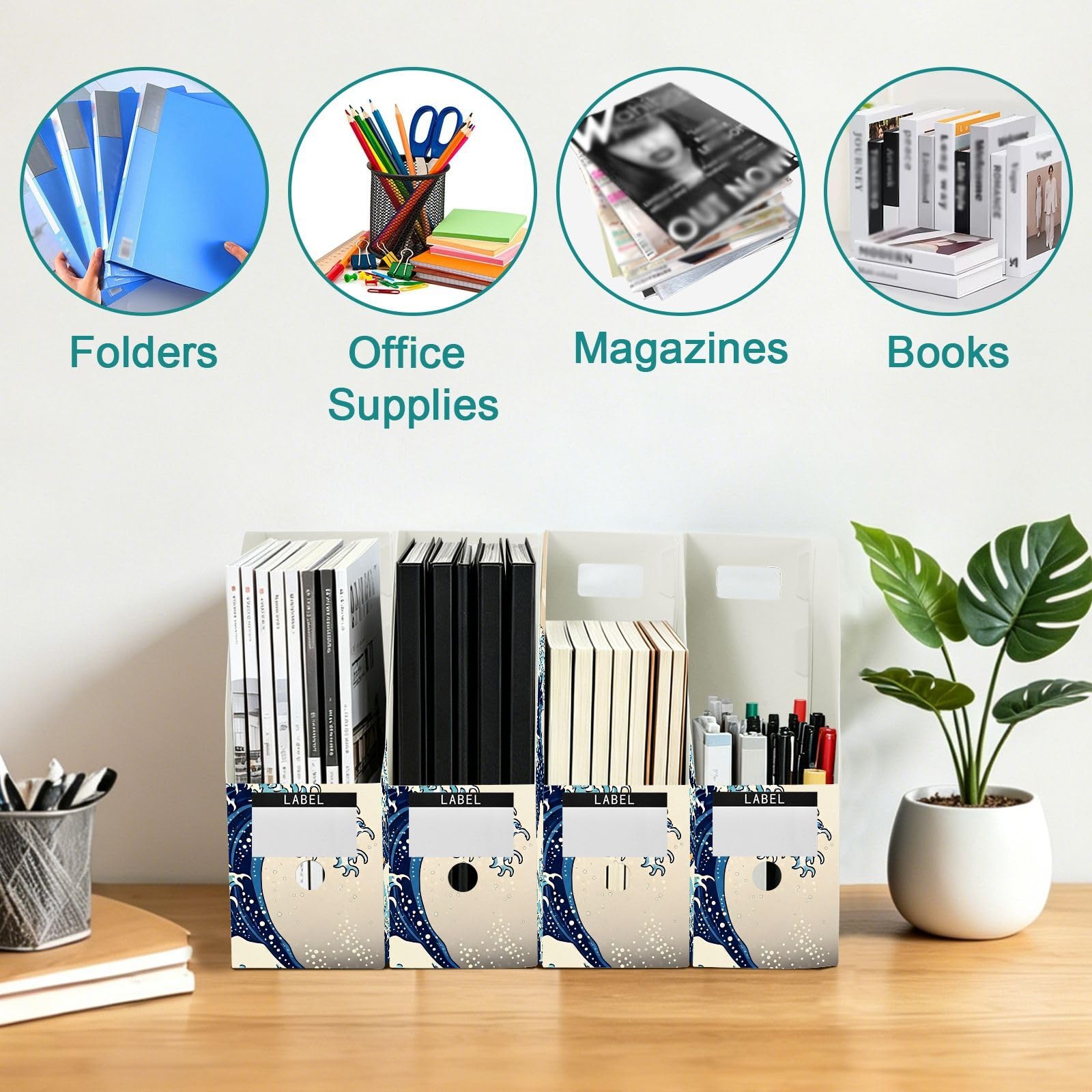 Art Water Beige Desk File Organizer, resistente all'acqua PP