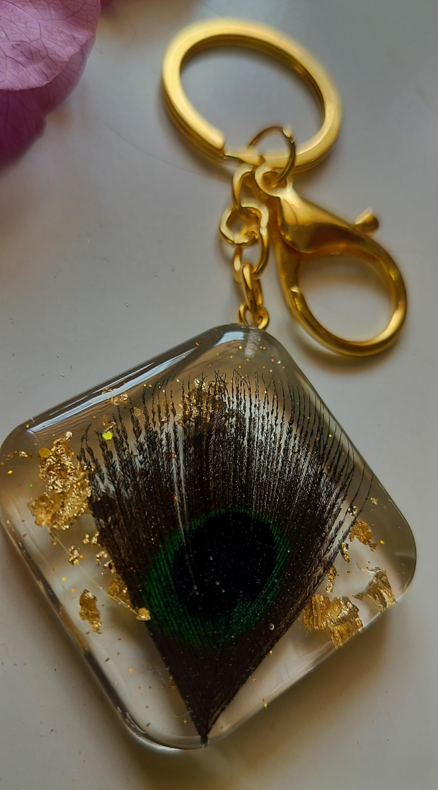 GenericMor Pankh Resin Keychain,Multi-Coloured