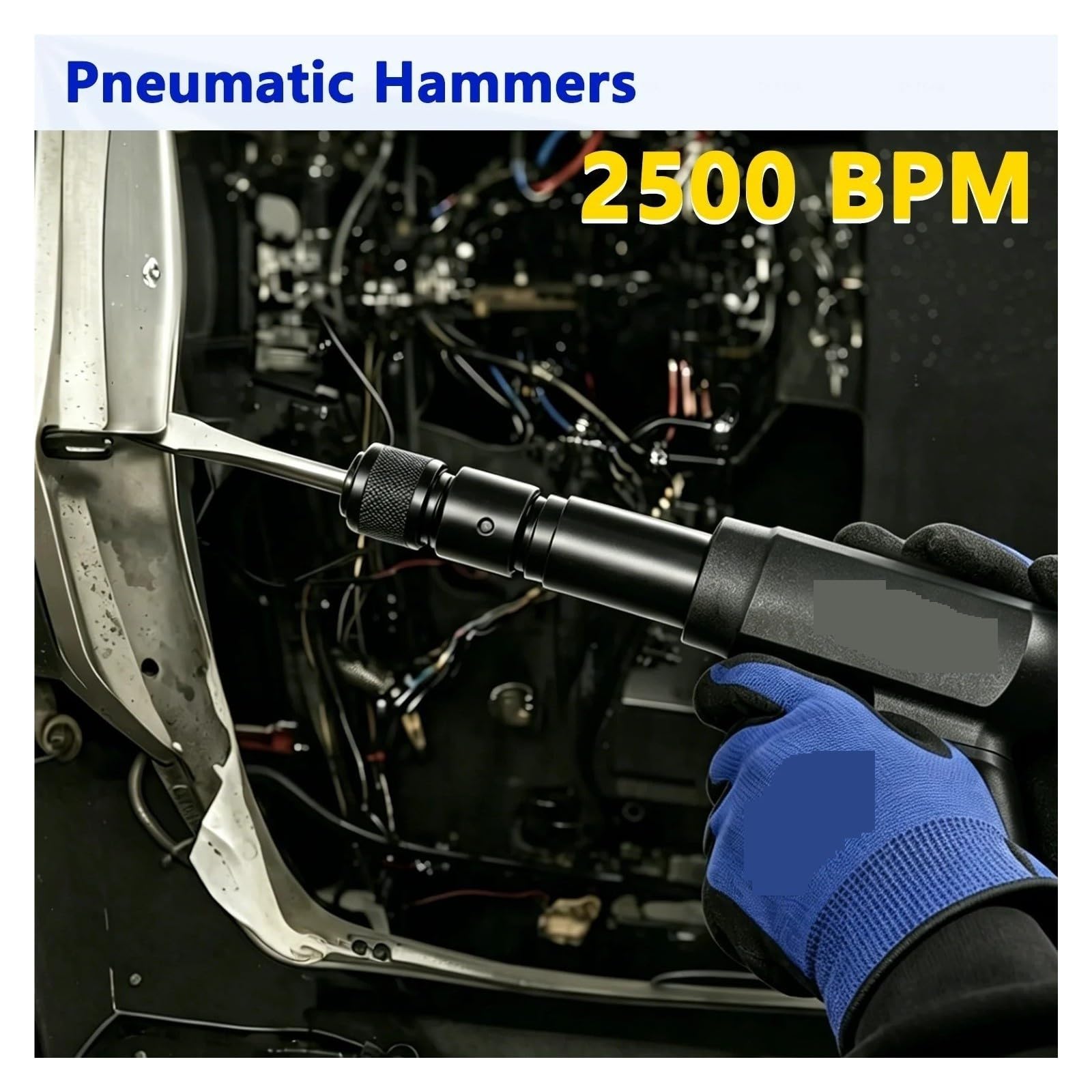 Kit martello pneumatico da 27 pezzi, set di scalpelli pneumatici professionali 2500 BPM per impieghi gravosi,Strumento affidabile