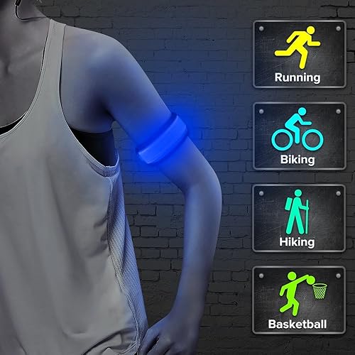 Miniatura 2 de Emmabin - Pulsera de luces LED 4 unidades para correr batería reemplazable 4 modos siempre brillanteparpadeo rápidoparpadeo lentoapagado 138in 4