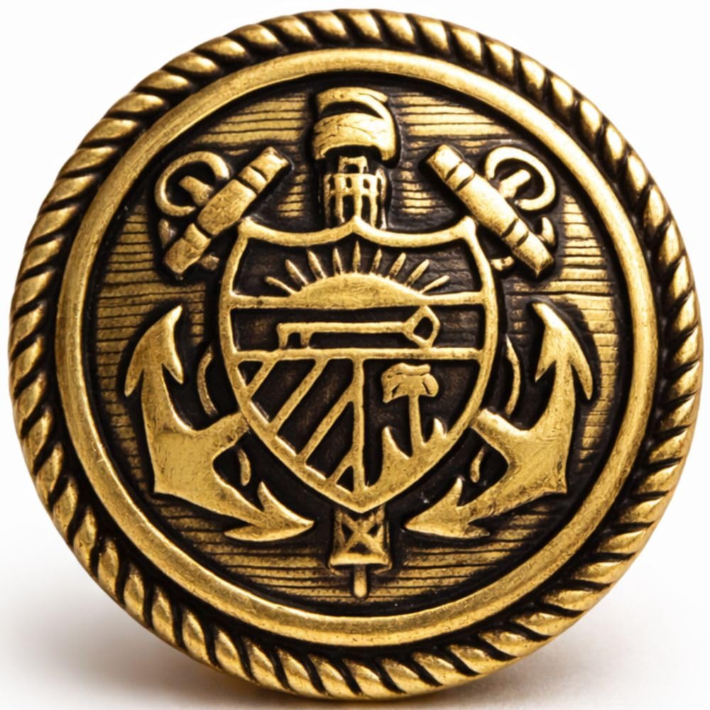 Gold Nautical Coat of Arms Metal Shank Buttons 23mm 10 Pack — image 1