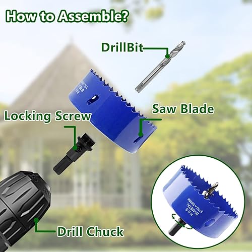 Vista 285 de Luomorgo - Sierra perforadora de 4 pulgadas/100 mm, acero de alta velocidad, profundidad de corte 1 1/4 pulgadas, adaptador de broca hexagonal