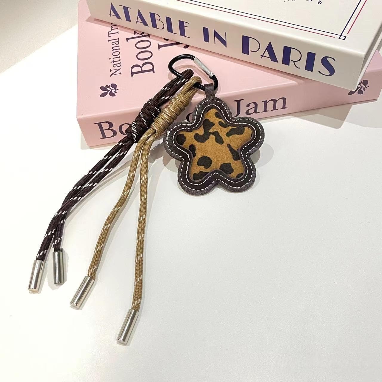 Leopard Print Flower Bag Charm Braided Rope Keychain for Purse Y2K Cute Backpack Accessories Vintage Brown Hanging Ornament for Handbag Tote Decor Lovely Car Keys Charms Birthday Christmas Gift - Image 6