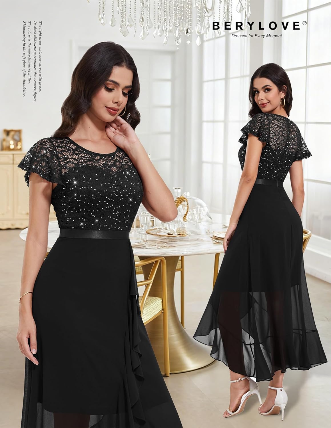 BeryLove Formal Dresses for Women 2026 Wedding Guest with Slit Cocktail Elegant Lace Long Prom Dress - Image 7