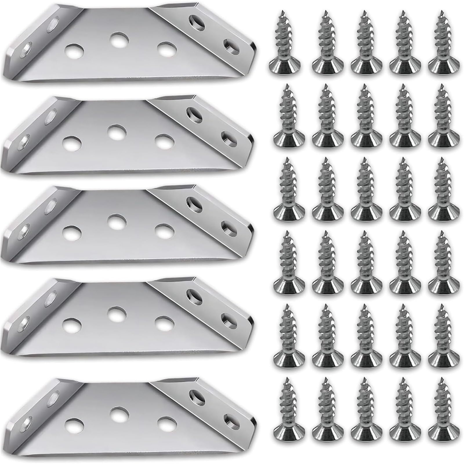 Gonehyu 200Pcs Corner Bracket 40/80/ Universal Furniture Corner Connector Stainless Steel Brace With Screws Heavy Duty Angle Brackets For Wood(200Pcs)
