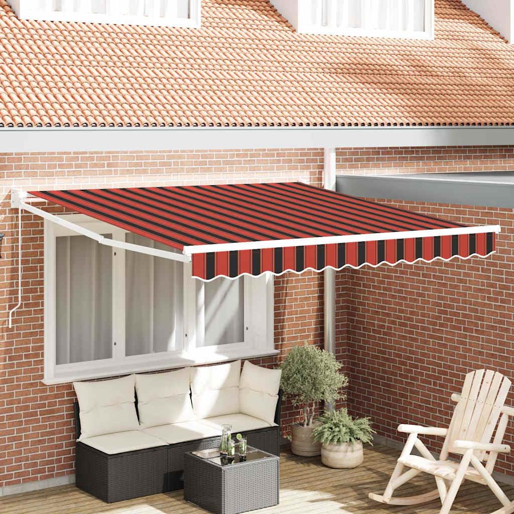 Auvent polyester robuste store rétractable orange et marron de qualité supérieure
